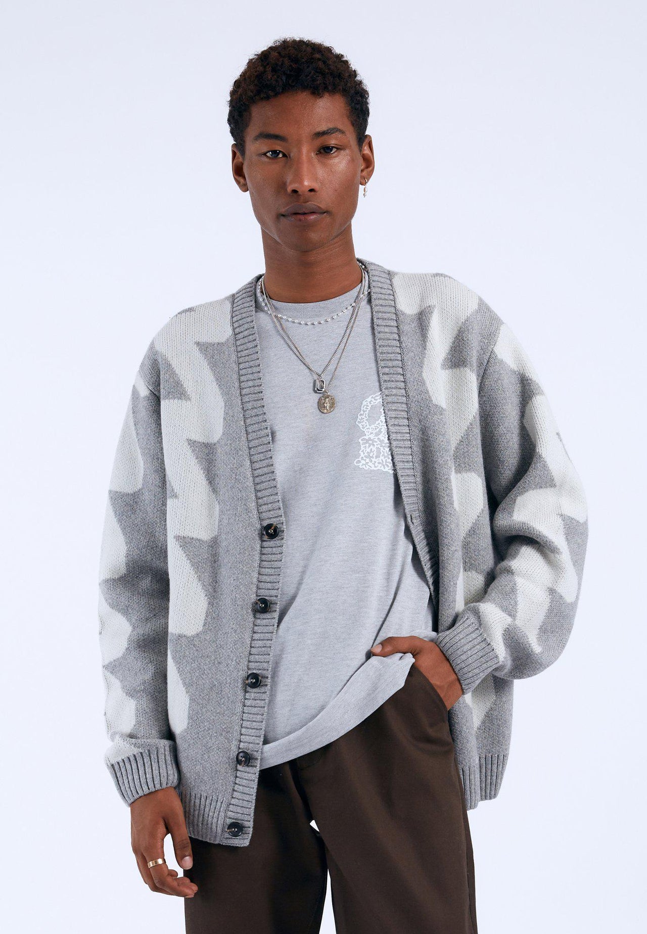Tom Cardigan - Grey Melange Wave