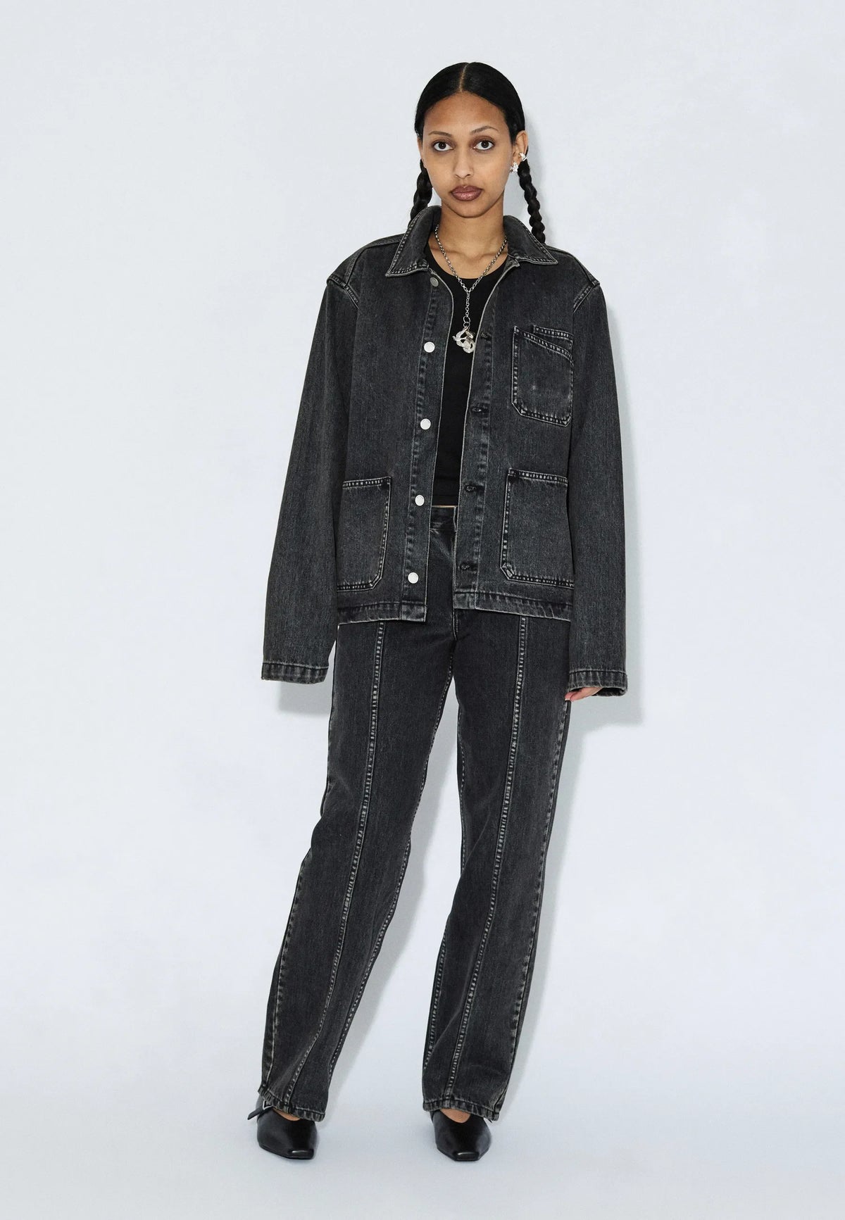 Nika Mid Straight Worker - Aged Black