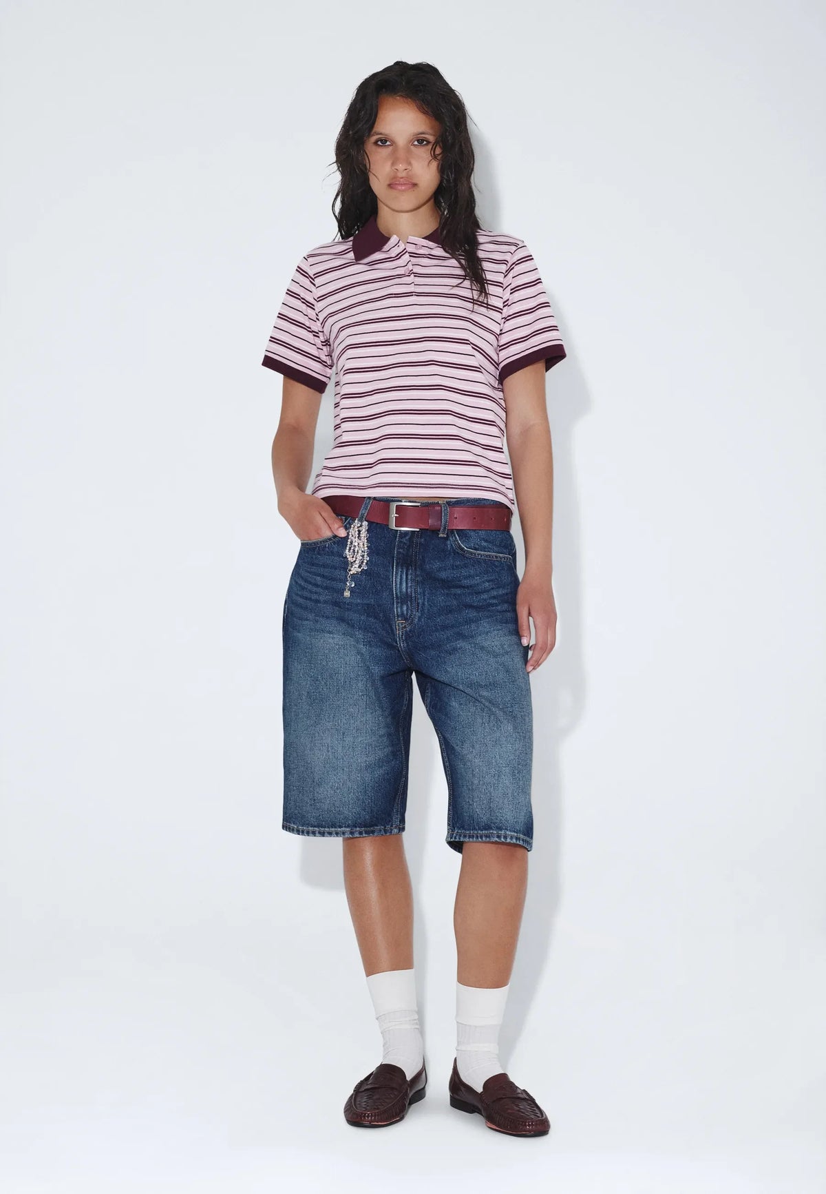 Jade SS Polo - Pink Stripe