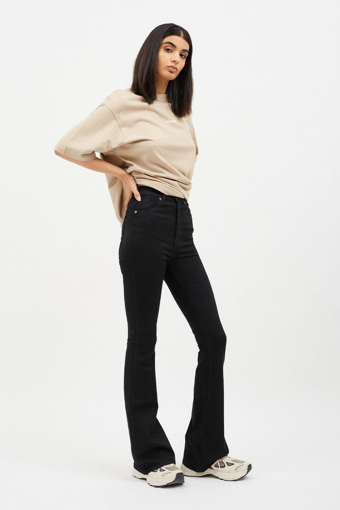 Current Mood Black Lace Up Flare Capri Jeans Pants Women's Medium