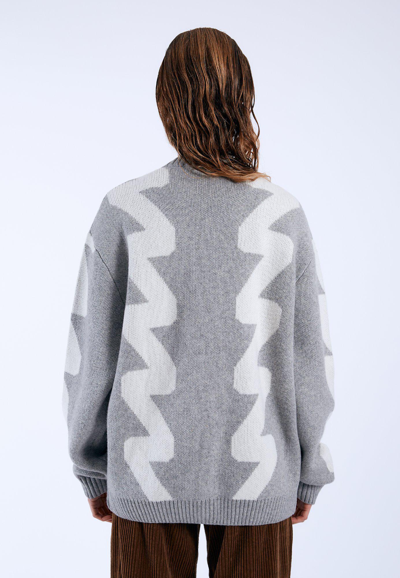 Tom Cardigan Grey Melange Wave Denim - Main Image