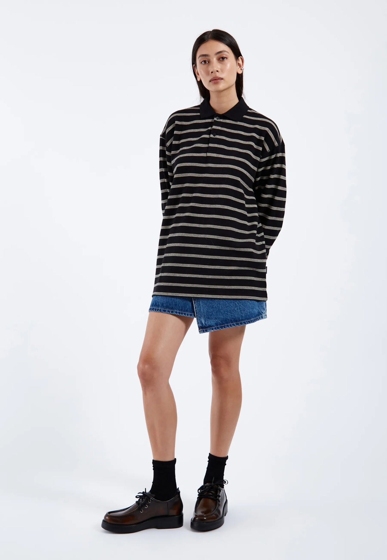 Reno Polo - Black Silver Lining Stripe