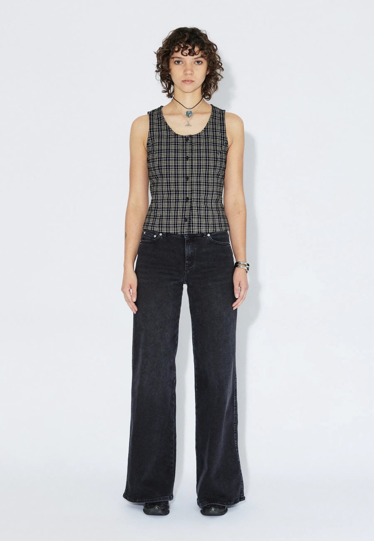 Zola Top - Black Summer Check