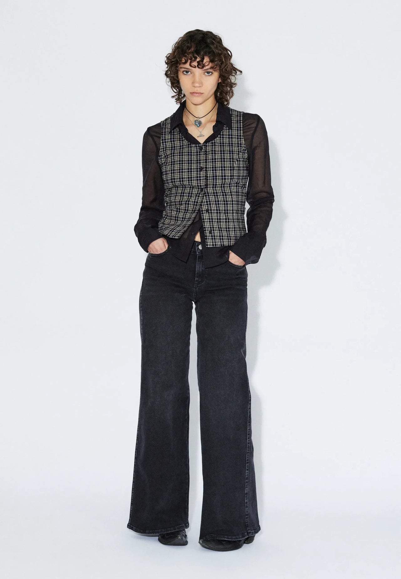 Zola Top - Black Summer Check