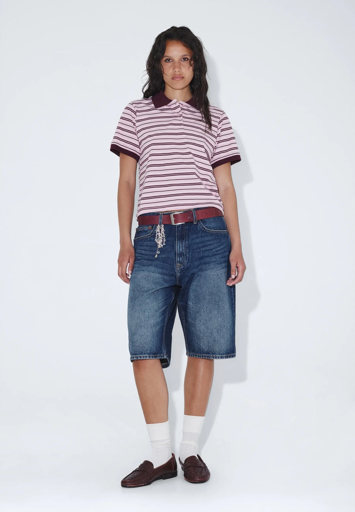 Jade SS Polo - Pink Stripe