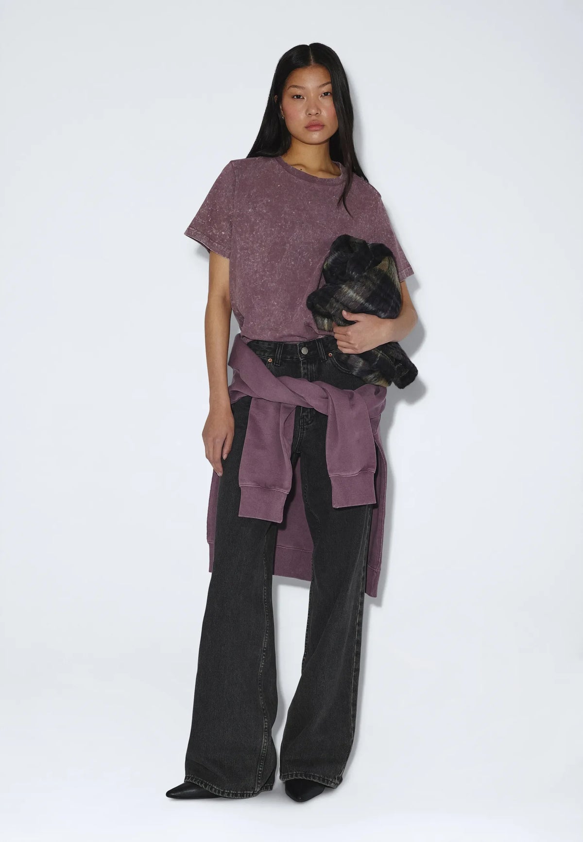 Talia Seam Tee - Aubergine Tie Dye