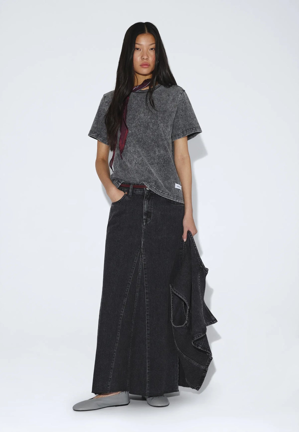 Talia Seam Tee - Washed Grey