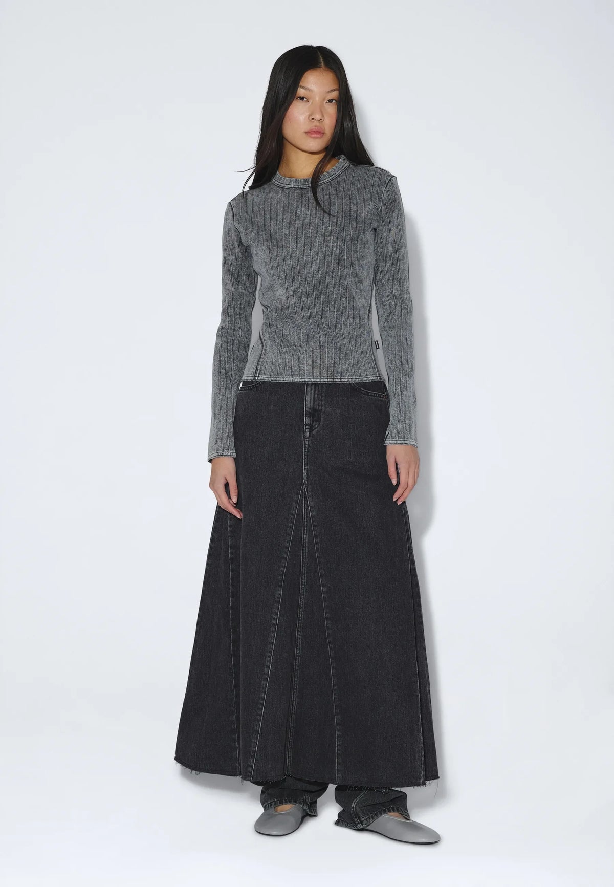 Stella Seam Rib Top - Washed Grey