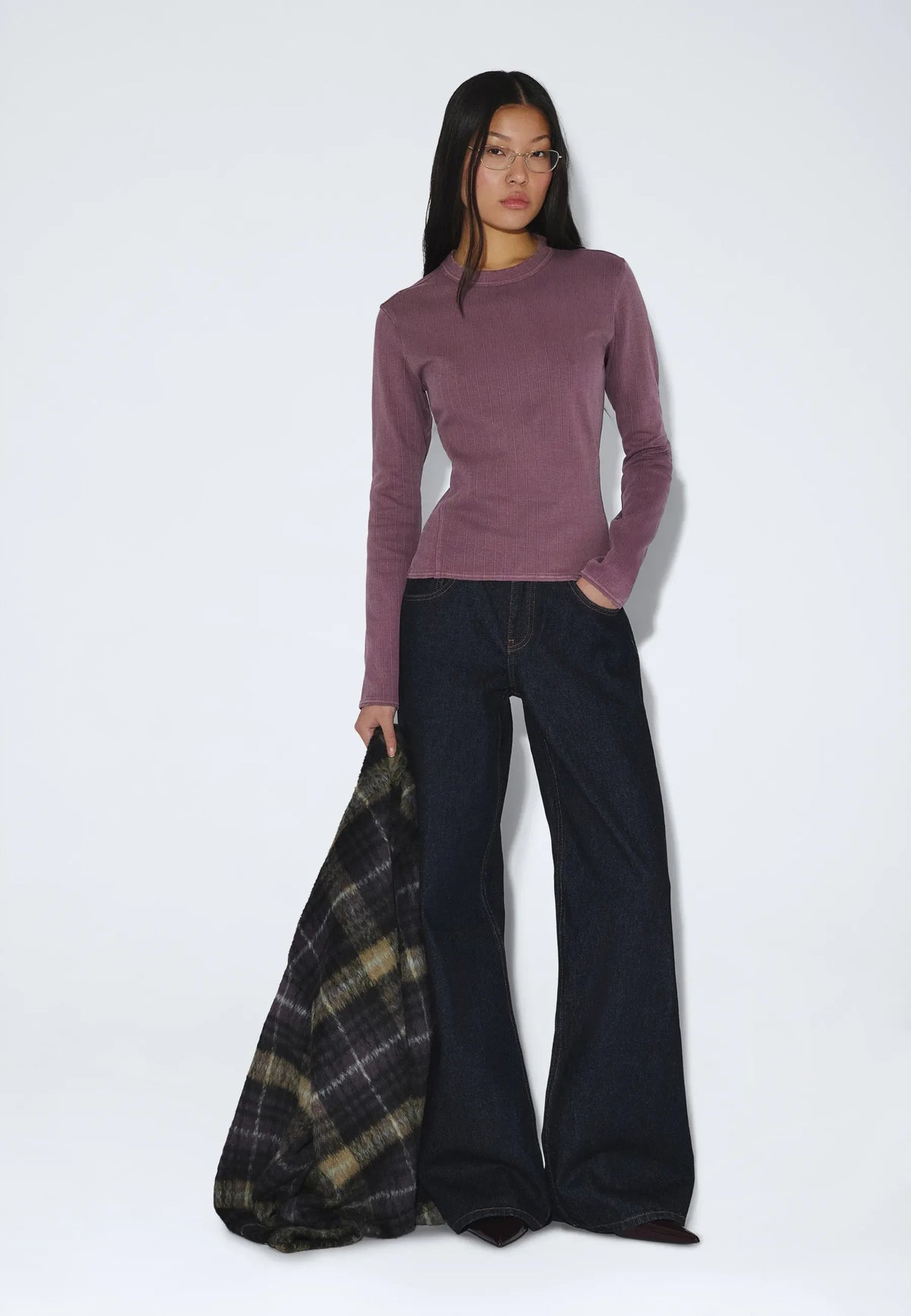 Stella Seam Rib Top - Washed Aubergine