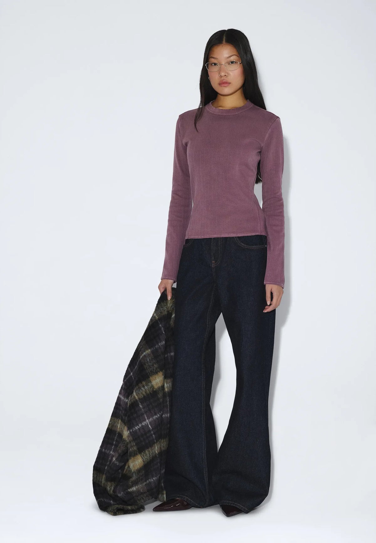 Stella Seam Rib Top - Washed Aubergine