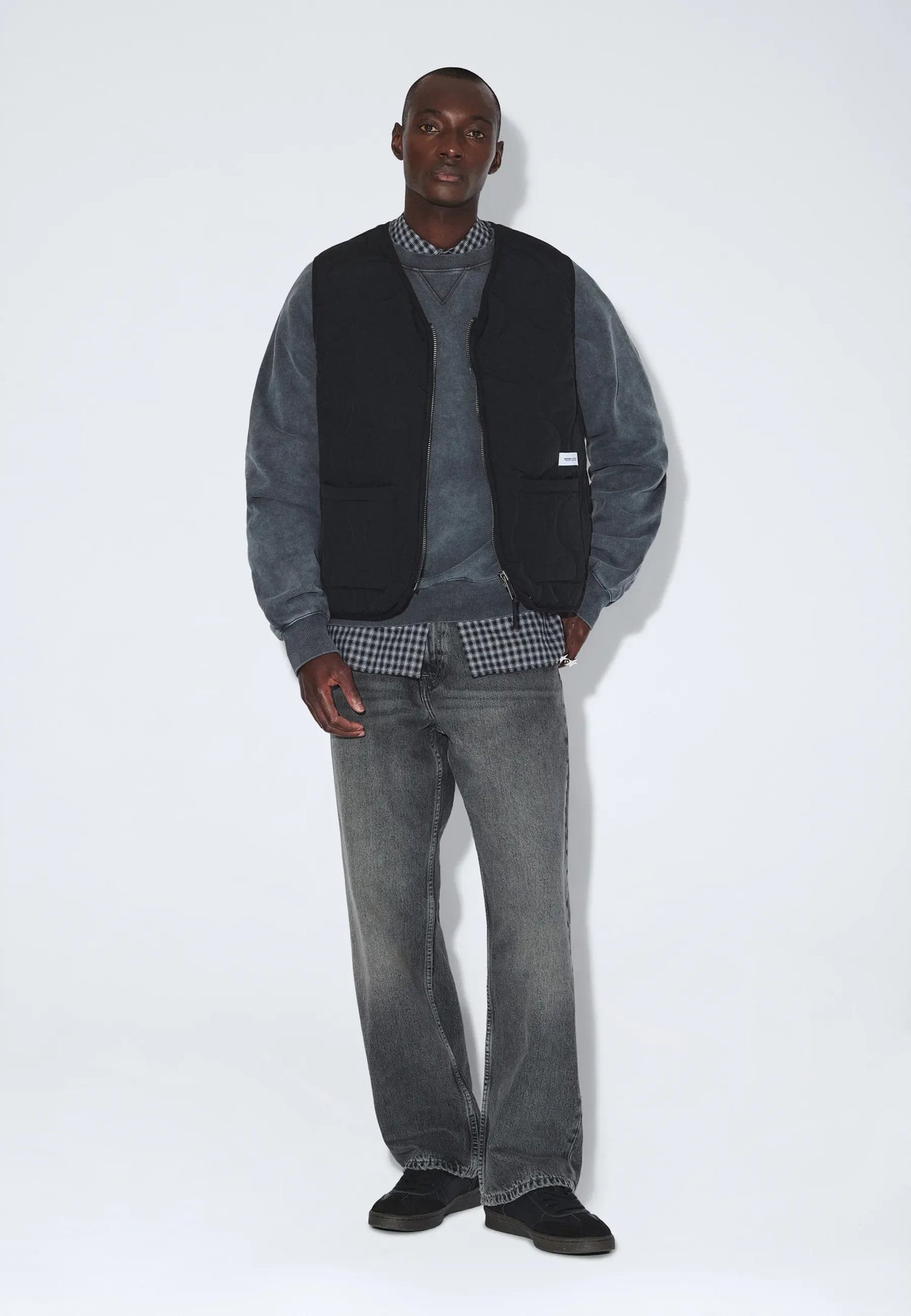 Terry Quilted Vest - Black